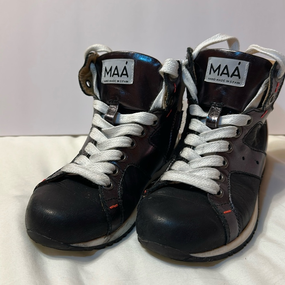 MAA leather high top sneakers black, grey, chrome